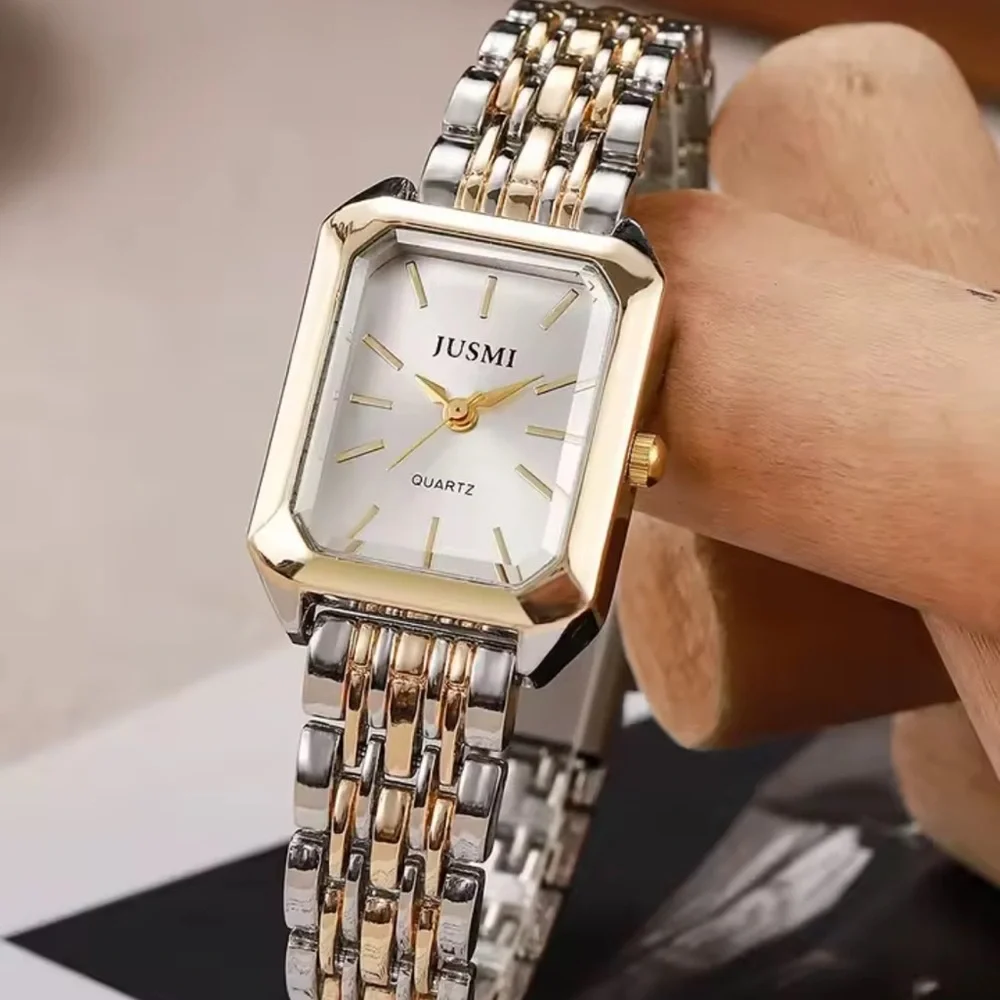 Women's Gold and Silver Watch Quartz Watch – White Dial ✨
